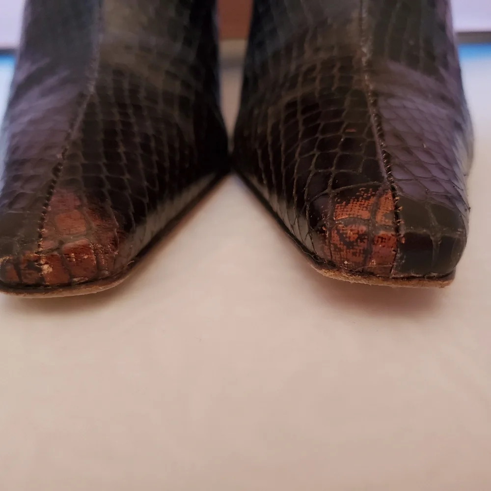 ANTONIO MELANI Brown Snakeskin Knee-High Stiletto Boots - Picture 4 of 7
